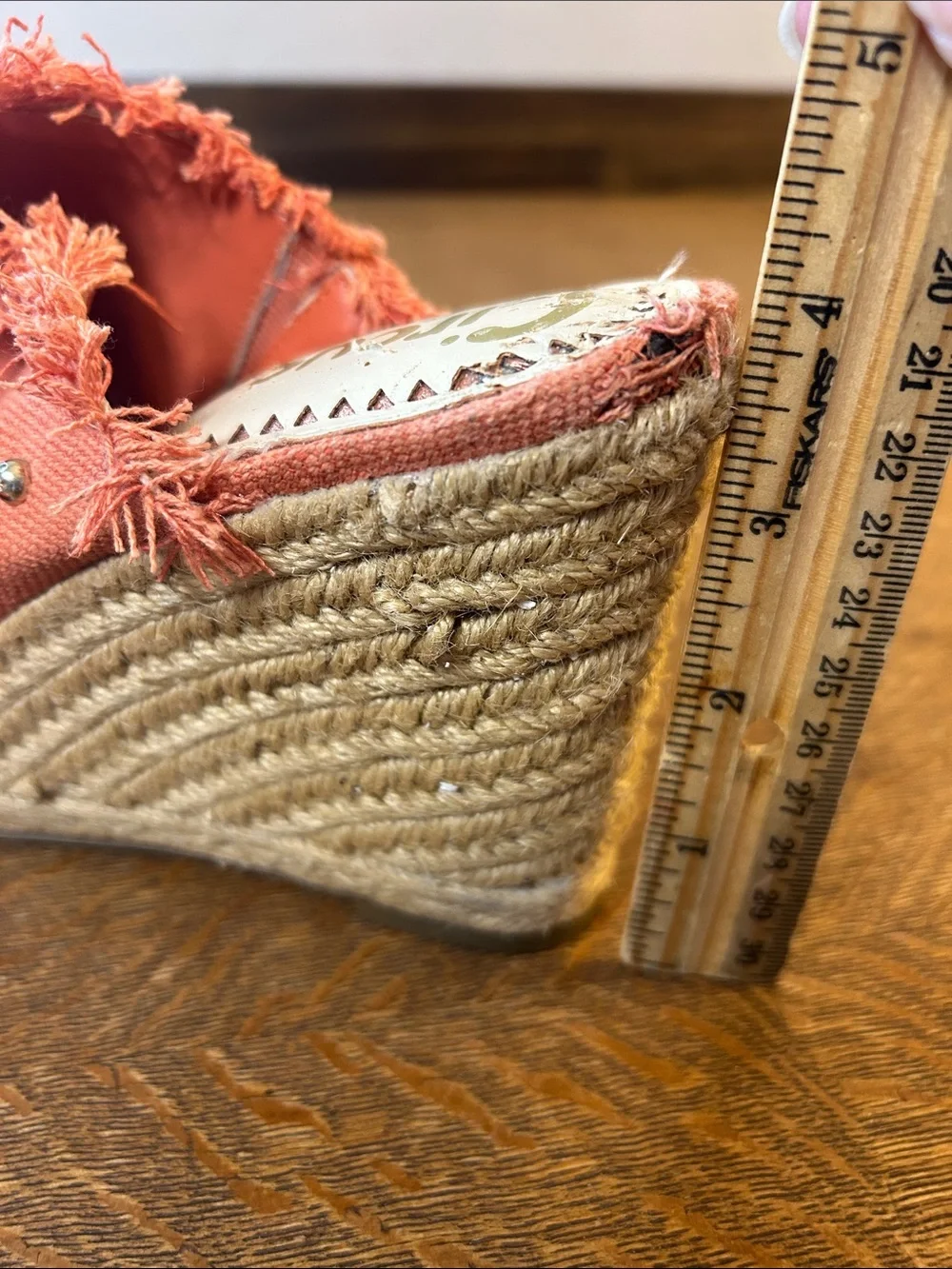 CIRCUS BY SAM EDELMAN Baker Wedge fringe Orange denim Sandals size 8.5